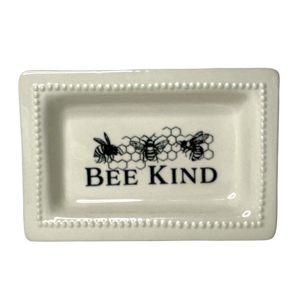 Ashland Ceramic Bee Kind Trinket Tray Cream English Garden‎ New Ring Desk Dish